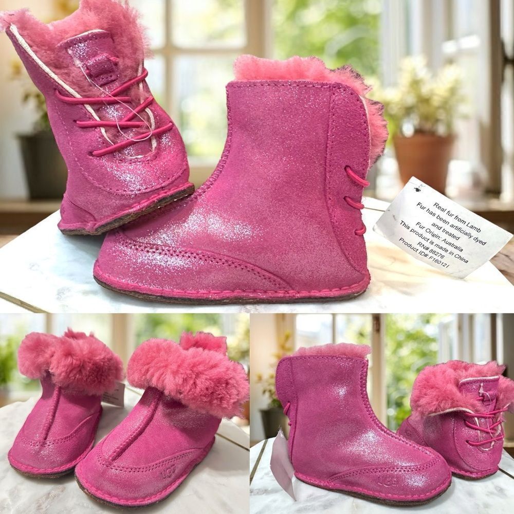 UGG Infant Baby Toddler Winter Boo Crib Shearling Boots Size 6/7 L 18-24 Months